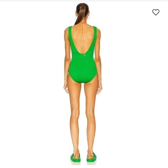 Bottega Veneta Green Crinkle One Piece Swimsuit - Picture 2 of 10